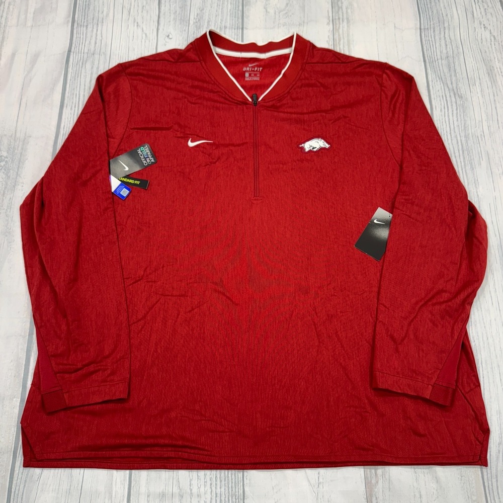 NWT Arkansas Razorbacks Nike Onfield Coach Zip‎ Pullover Jacket 4XL College Mens